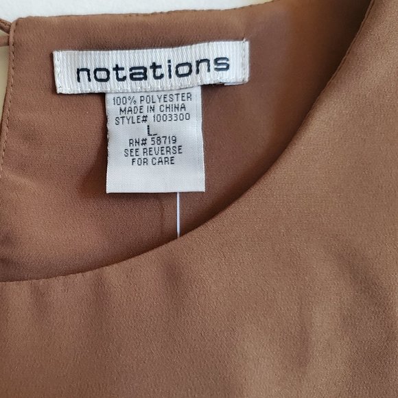 NWT Notations Caramel Brown Sleeveless Blouse Size Large - Picture 6 of 7